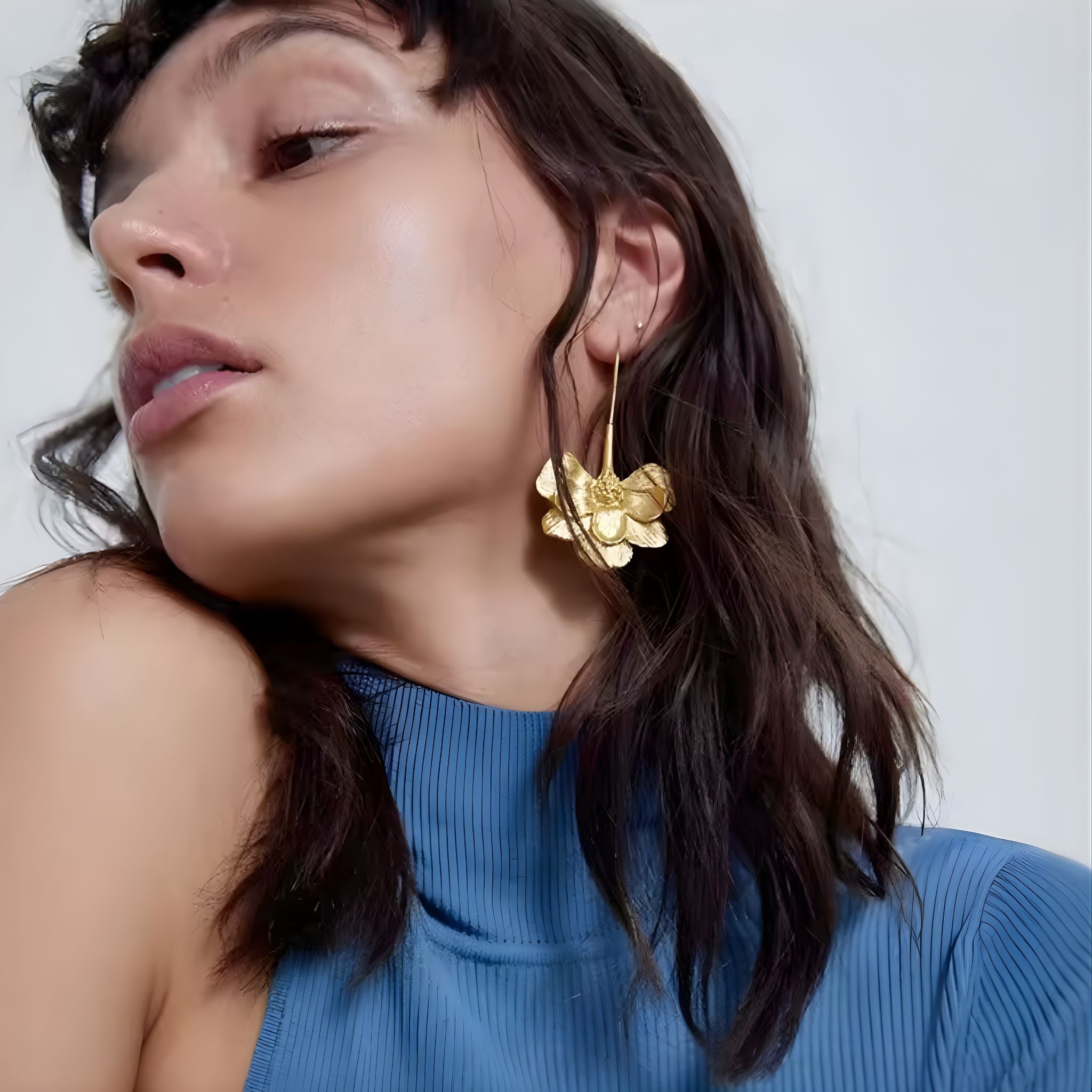 JESSICA | Brincos Compridos em Flor em Aço Inoxidável