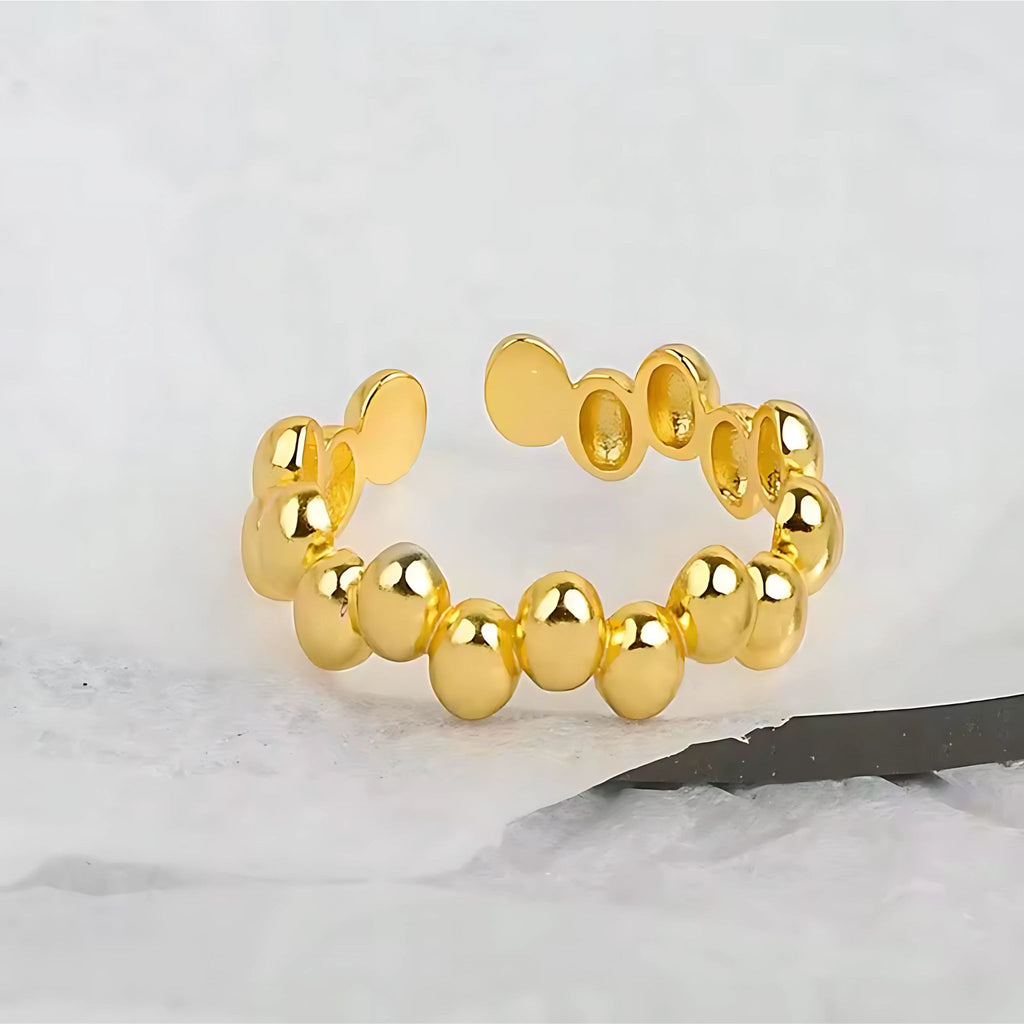 LALA | Anel em Aço Inoxidável Dourado Ajustável