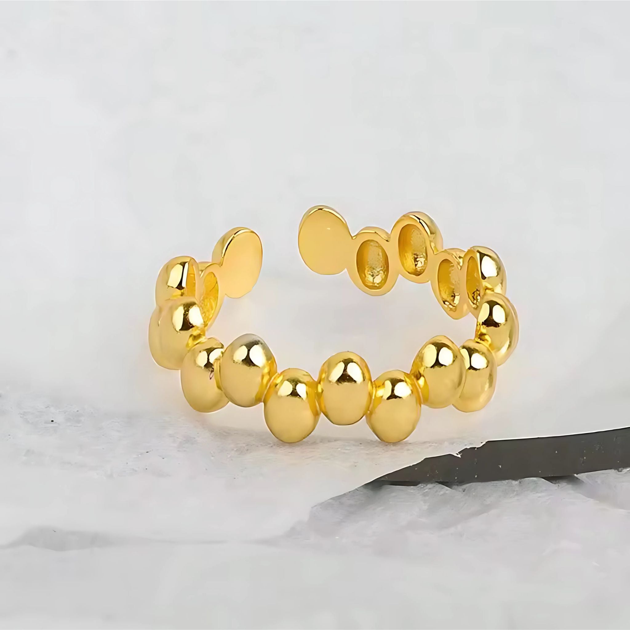 LALA | Anel em Aço Inoxidável Dourado Ajustável