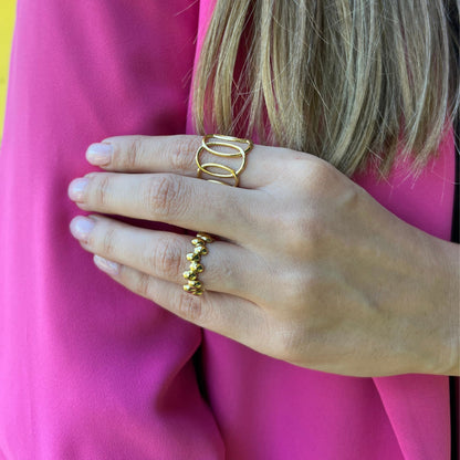 LALA | Anel em Aço Inoxidável Dourado Ajustável