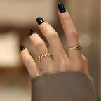 LALA | Anel em Aço Inoxidável Dourado Ajustável