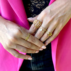 LALA | Anel em Aço Inoxidável Dourado Ajustável