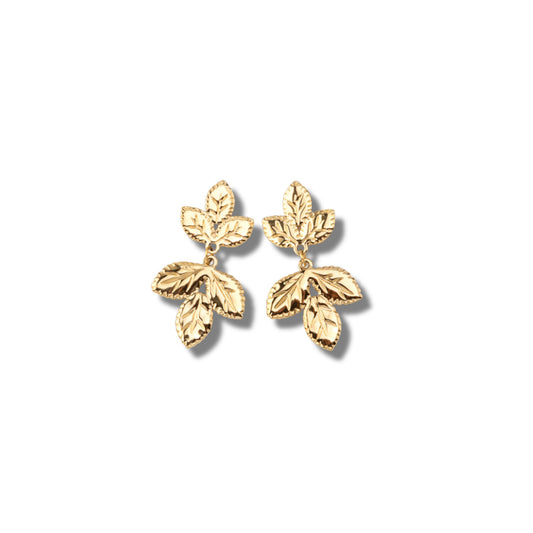 LEAF | Brincos Compridos com Folhas em Aço Inoxidável