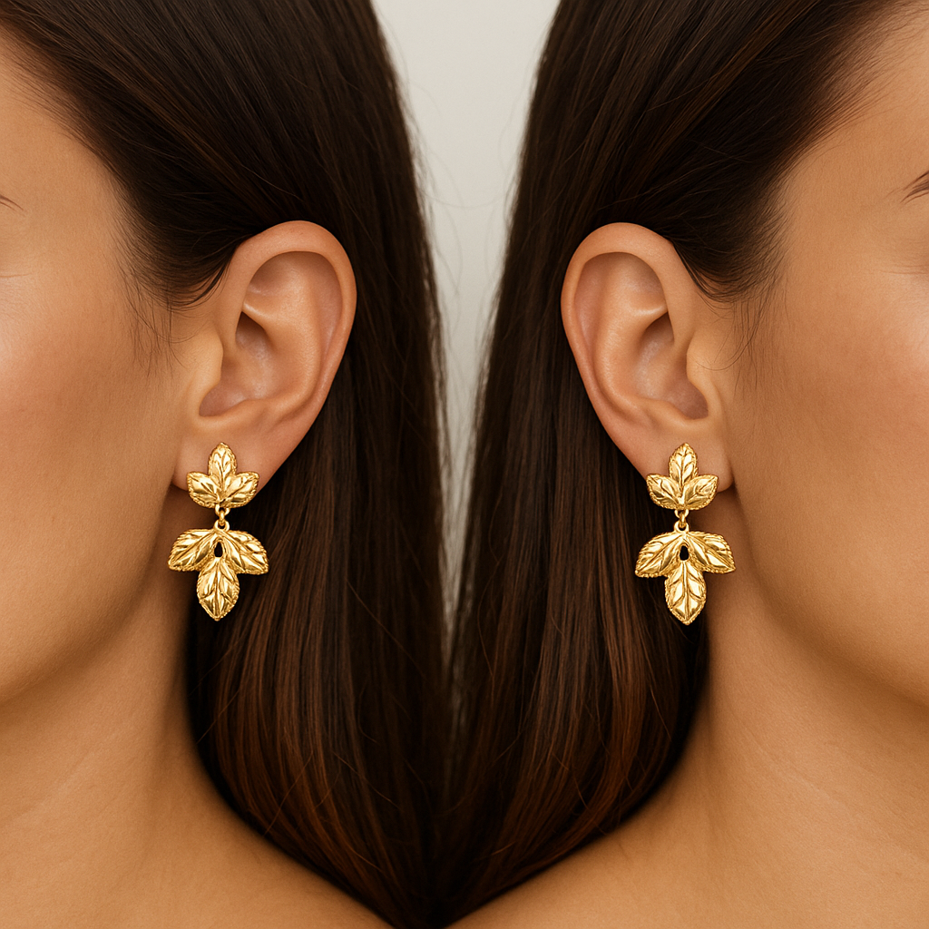 LEAF | Brincos Compridos com Folhas em Aço Inoxidável