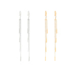 LENA | Brincos Compridos com Múltiplos Fiadas e Zircônia em Aço Inox