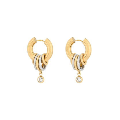 LILI I | Argolas Multicolor com Zircônia Branca em Aço Inoxidável