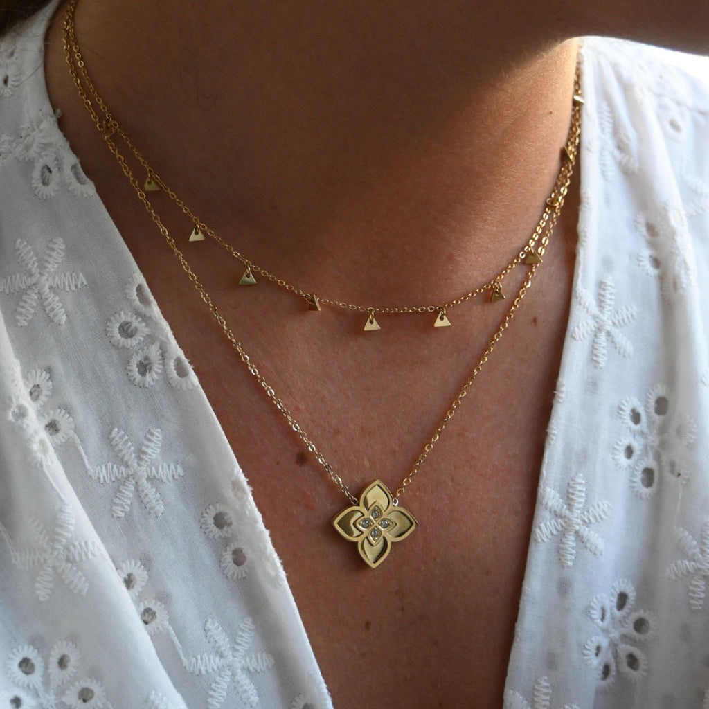 LOLA | Colar Tipo Chocker com Mini Triângulos em Aço Inoxidável