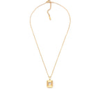 LOVE | Colar com Medalha Retangular e Coração em Zircônia em Aço Inox