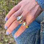 LUSH III | Anel em Aço Inoxidável Ajustável com Zircônia Branca