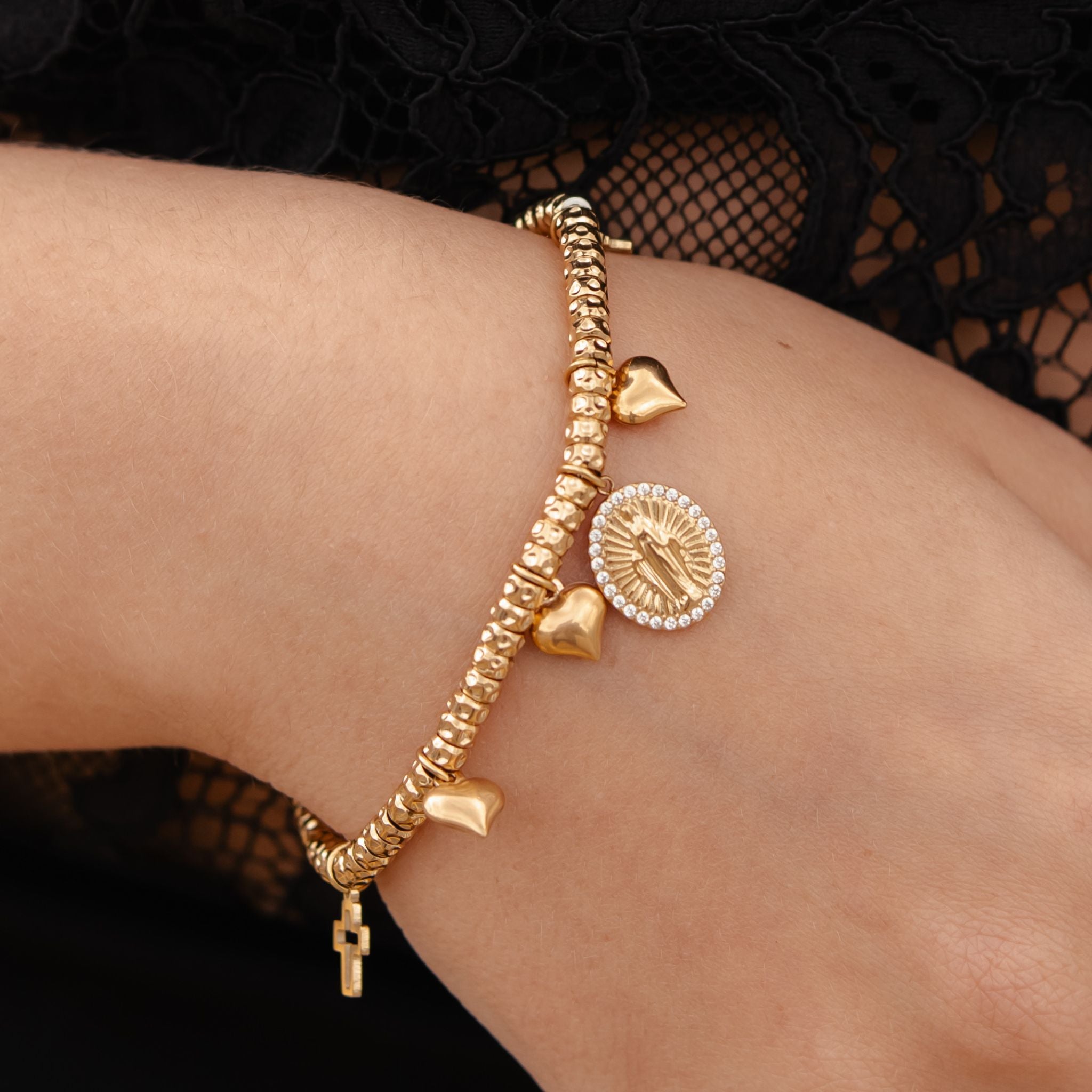 MADONNA | Pulseira com Pendentes em Aço Inoxidável