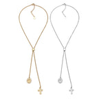 MADONNA | Colar Regulável com Cruz e Nossa Senhora Milagrosa em Aço Inox