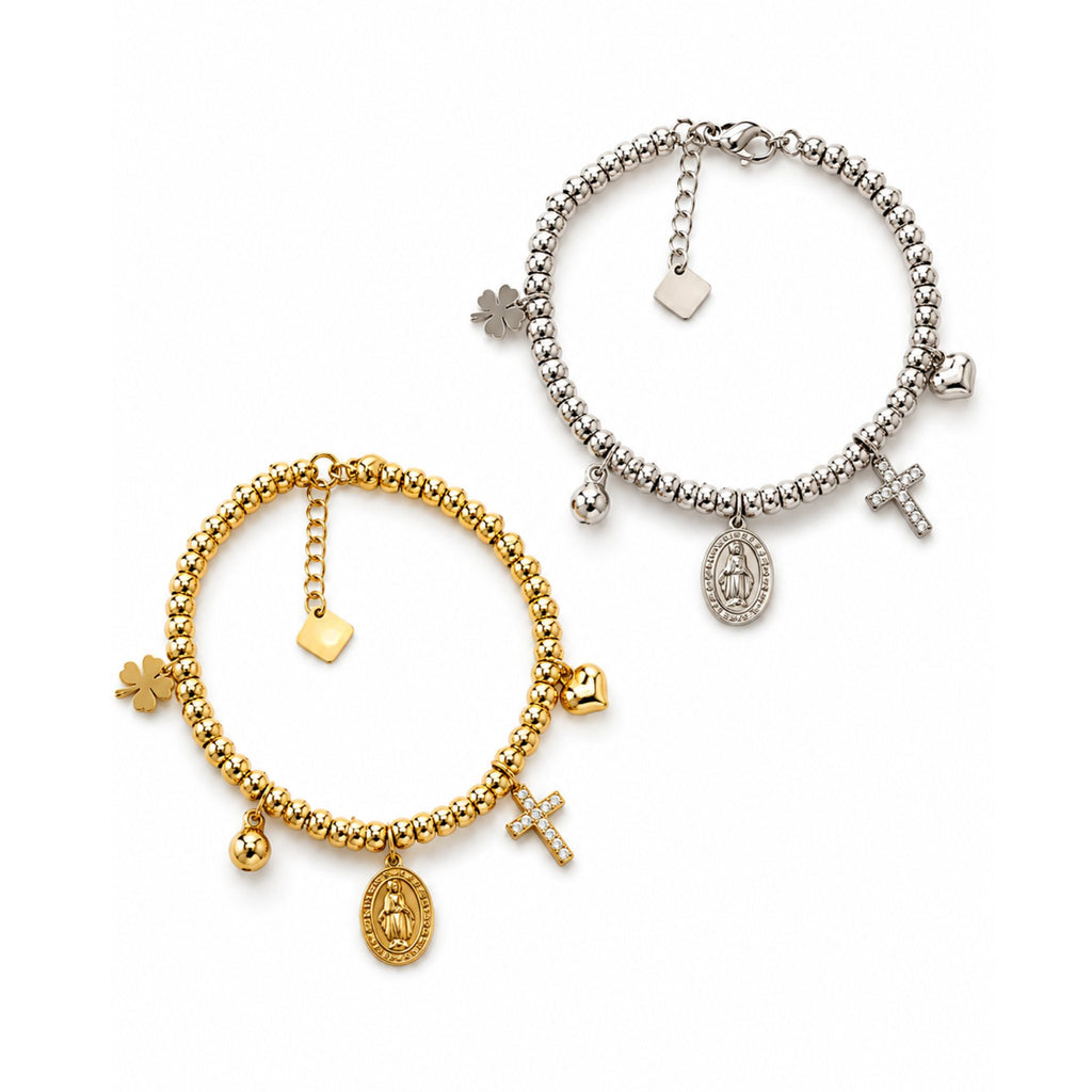 MADONNA II | Pulseira com Múltiplos Pendentes em Aço Inox