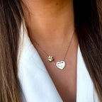 MALALA | Colar Mãe com Coração e Anjo em Aço inoxidável