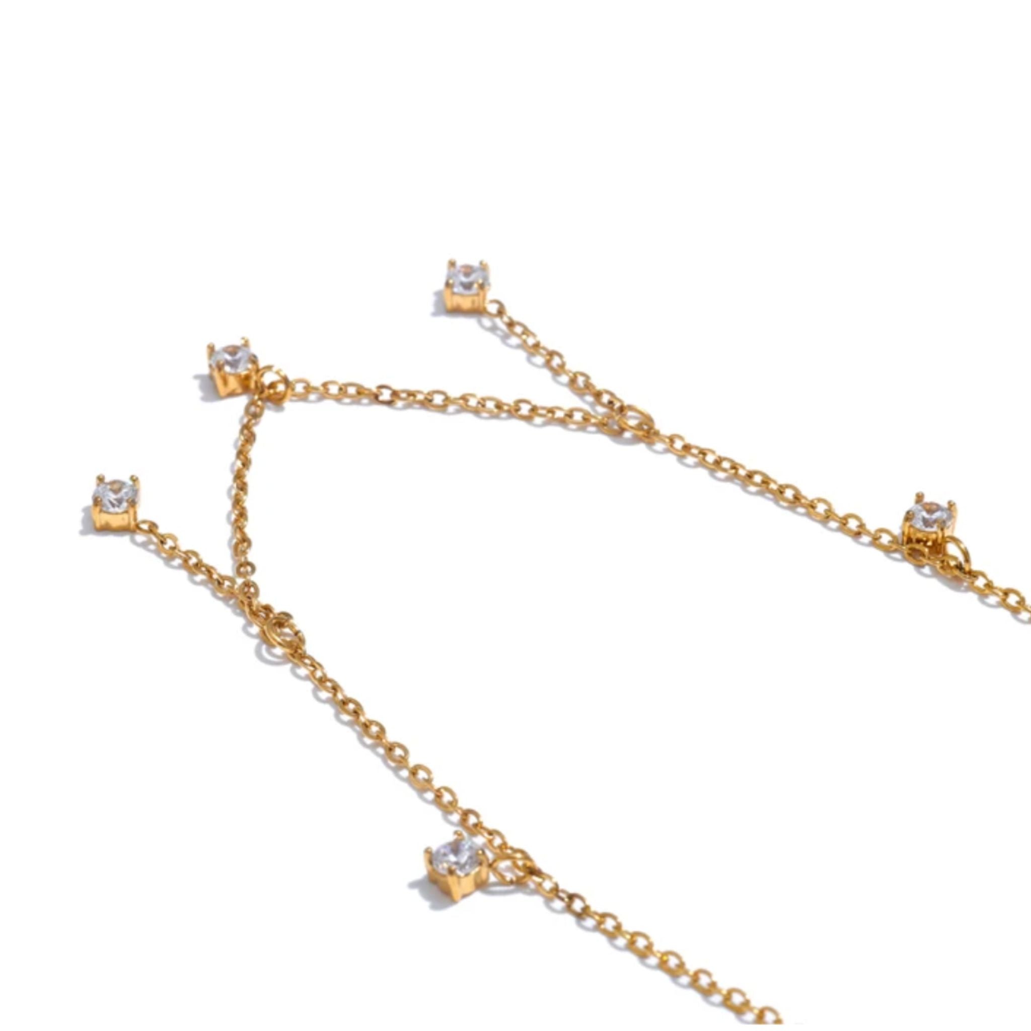 MALI | Colar Estilo Chocker com Pendentes em Zircónias em Aço Inox