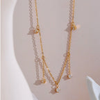 MALI | Colar Estilo Chocker com Pendentes em Zircónias em Aço Inox
