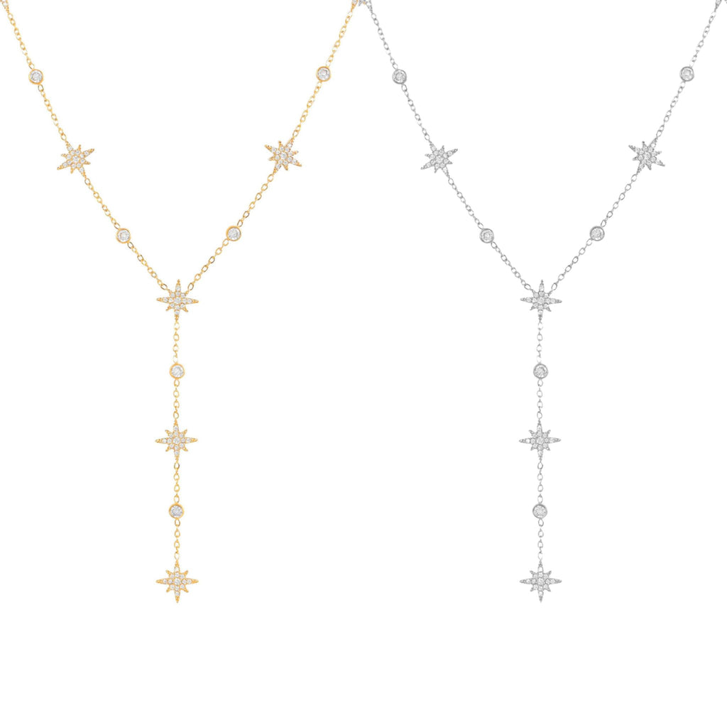 MANY STARS | Colar Gravata com Múltiplas Estrelas e Brilhantes em Aço Inox