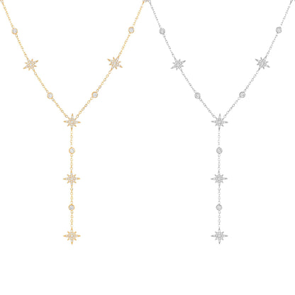 MANY STARS | Colar Gravata com Múltiplas Estrelas e Brilhantes em Aço Inox