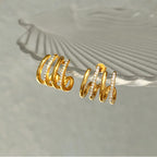 MARILIA III | Brincos Efeito Quadruplo em Aço Inoxidável com Zircônias