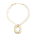 MAXI PEARL I | Colar Maxi com Múltiplas Pérolas e Pendente Retangular