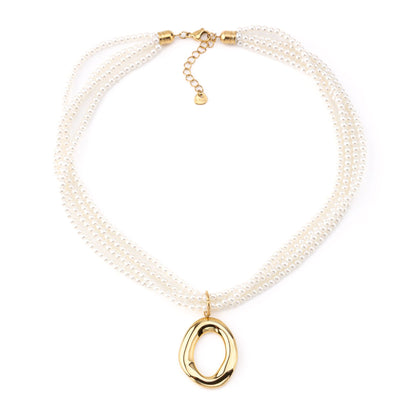 MAXI PEARL II | Colar Maxi com Múltiplas Pérolas e Pendente Oval