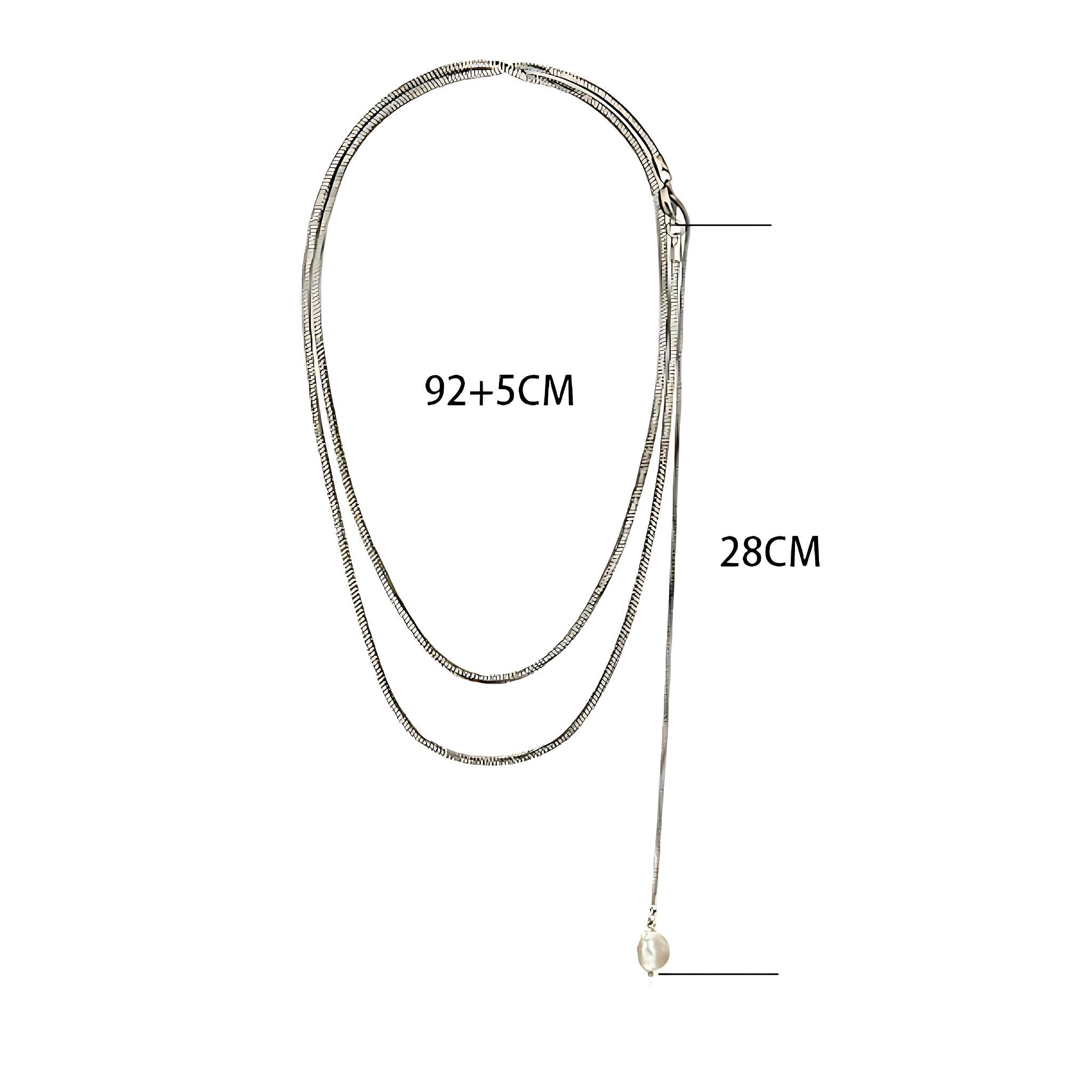 MEL | Colar Longo Multifuncional com Pérola em Aço Inoxidável Dourado