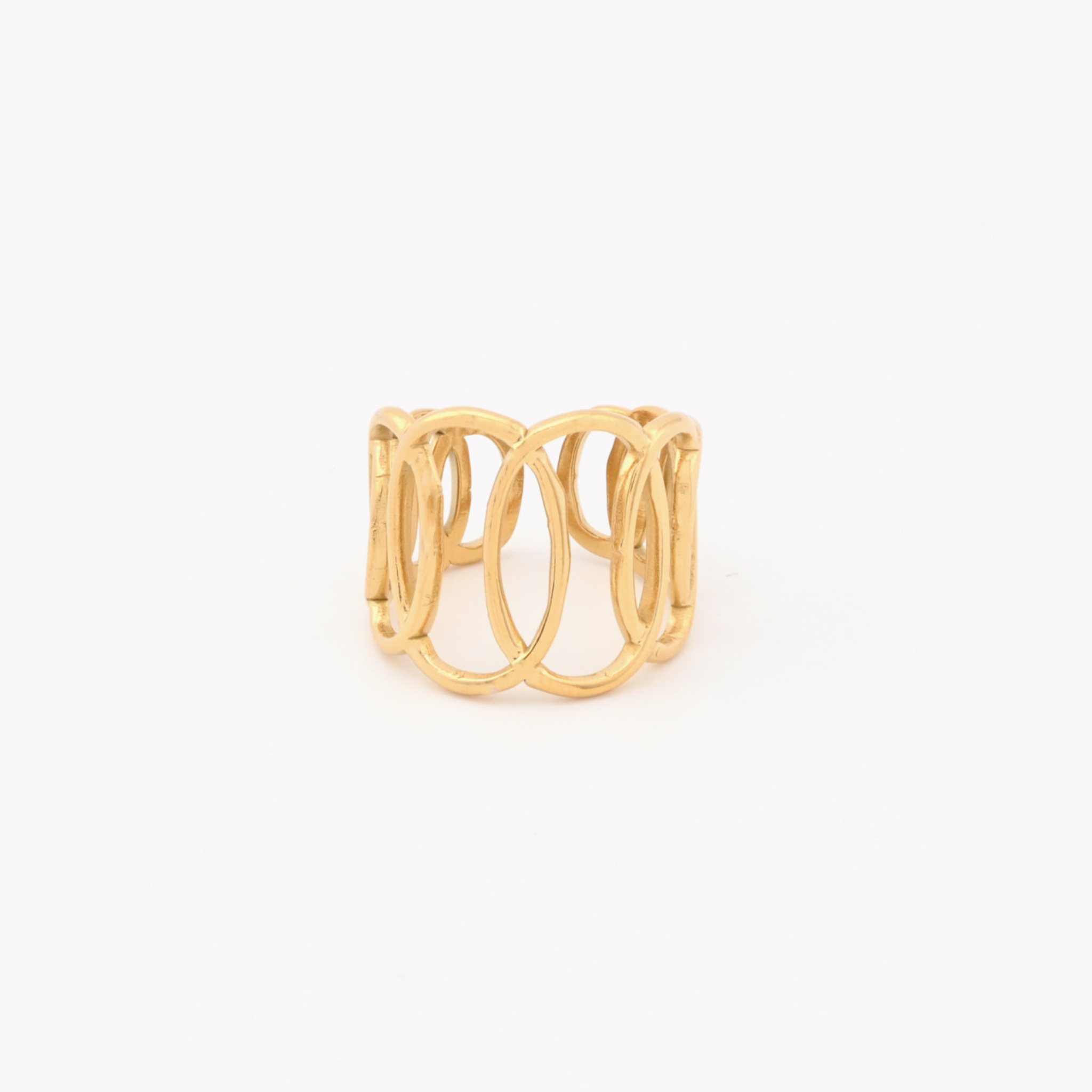 MELANIE | Anel Ajustável com Elos Ovais em Aço Inoxidável