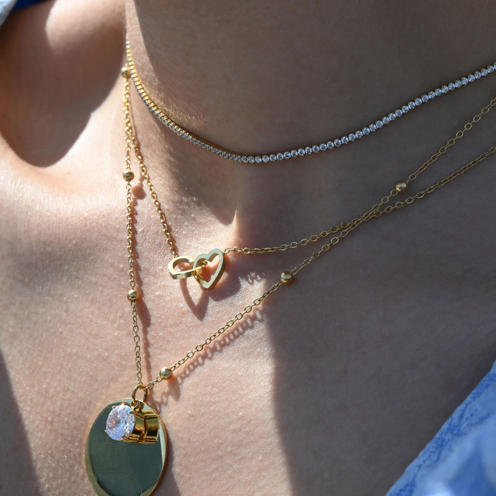 MINI RIVIERA | Colar em Zircônias Quadradas Mini em Aço Inox