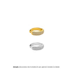 MONACO | Earcuff Largo com Zircônias em Aço Inoxidável