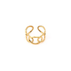 NANI | Anel Ajustável com Elos Ovais Interlaçados em Aço Inox