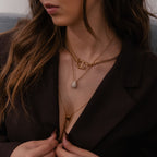 TEAR | Colar Estilo Gota com Zircônias em Aço Inoxidável