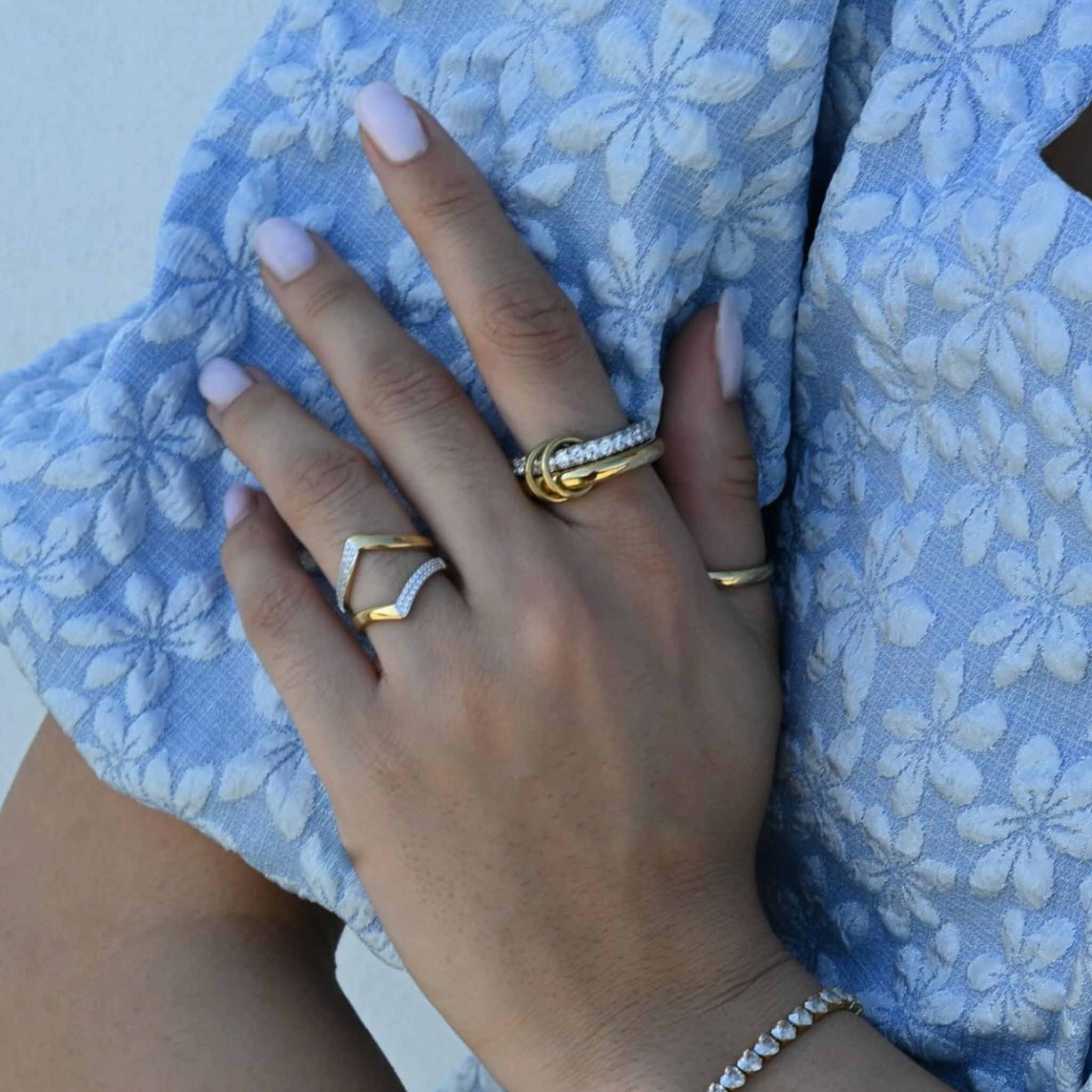 NICE | Anel Duplo Multicolor com Zircônias em Aço Inoxidável