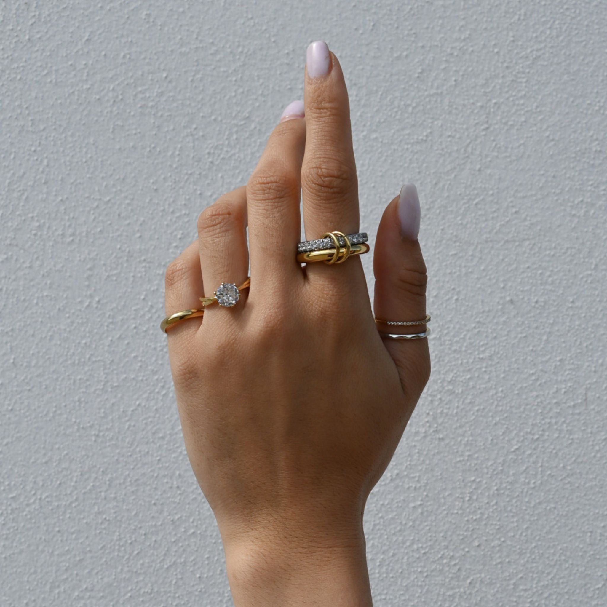 NICE | Anel Duplo Multicolor com Zircônias em Aço Inoxidável