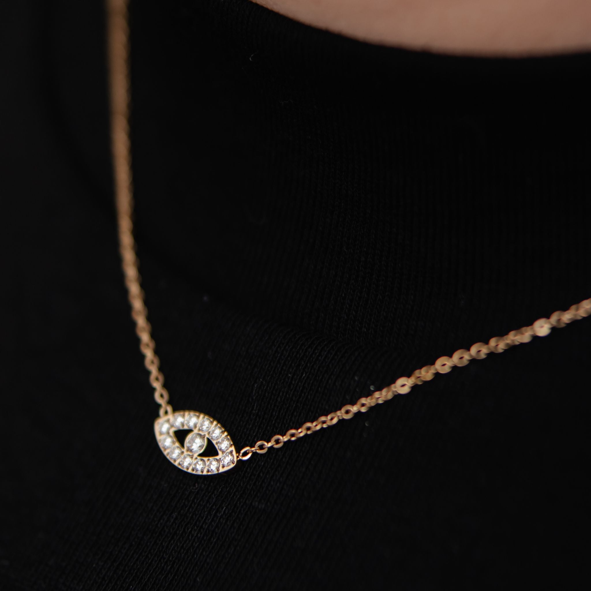 OASIS | Colar Olho Turco em Zircônias em Aço Inoxidável