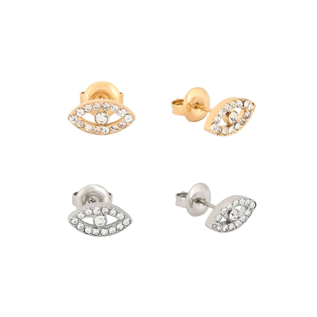 OASIS | Brincos curtos Olho Turco em Zircônias em Aço Inoxidável