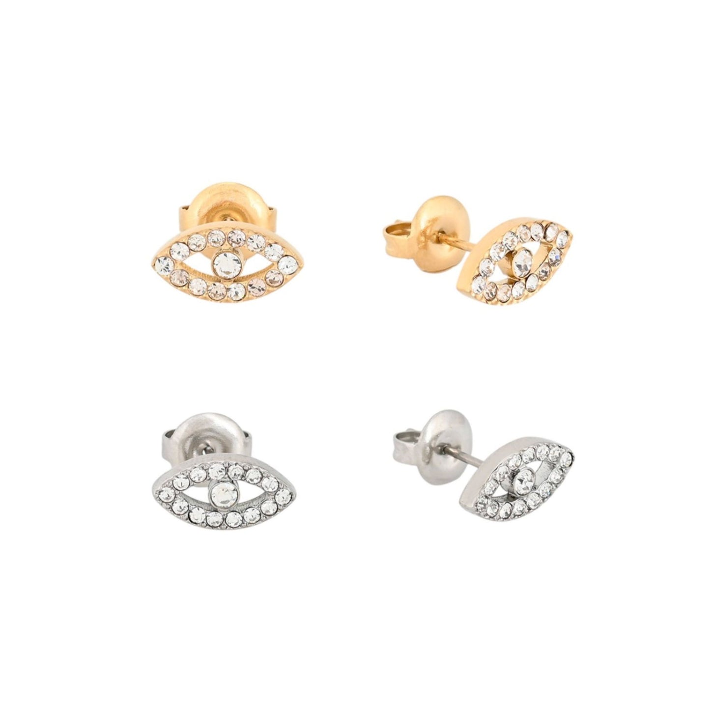 OASIS | Brincos curtos Olho Turco em Zircônias em Aço Inoxidável