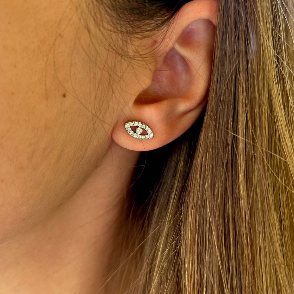 OASIS | Brincos curtos Olho Turco em Zircônias em Aço Inoxidável