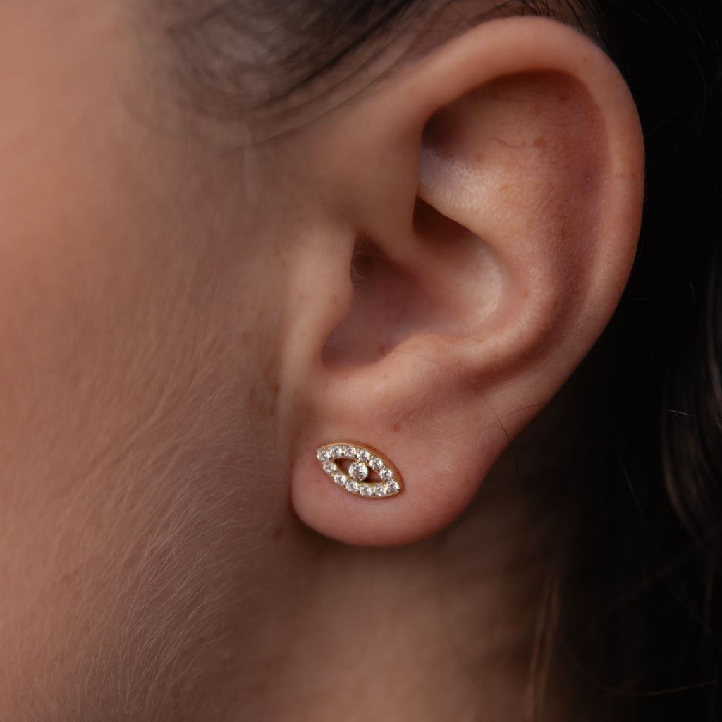 OASIS | Brincos curtos Olho Turco em Zircônias em Aço Inoxidável