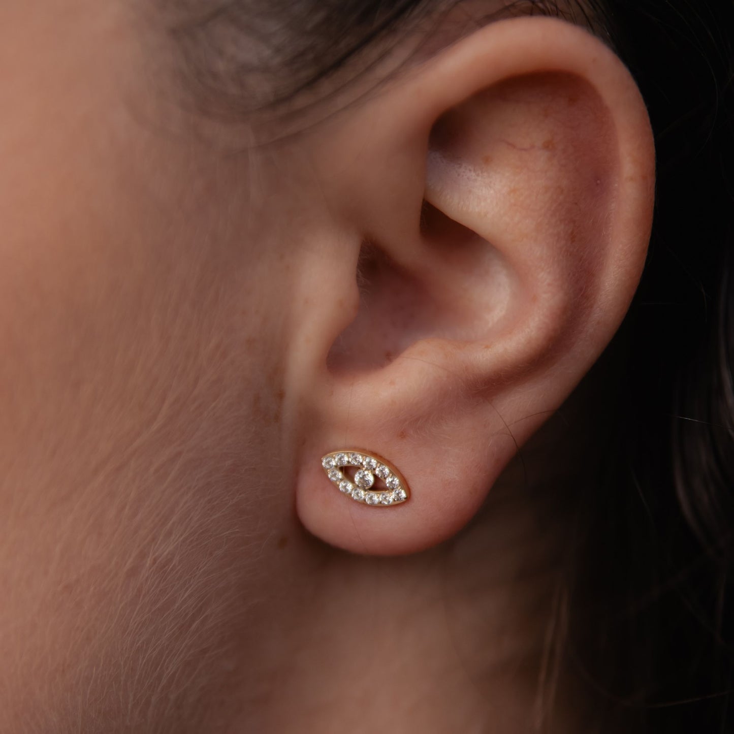 OASIS | Brincos curtos Olho Turco em Zircônias em Aço Inoxidável