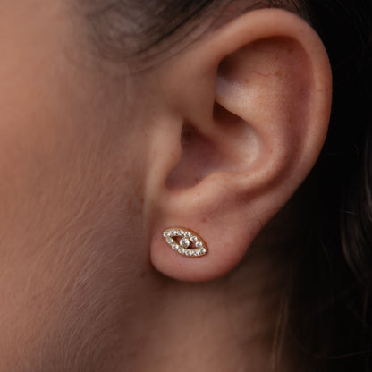 OASIS | Brincos curtos Olho Turco em Zircônias em Aço Inoxidável