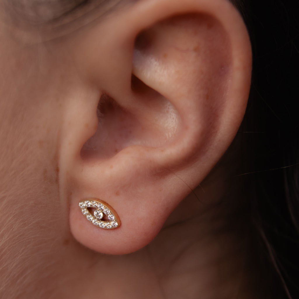 OASIS | Brincos curtos Olho Turco em Zircônias em Aço Inoxidável