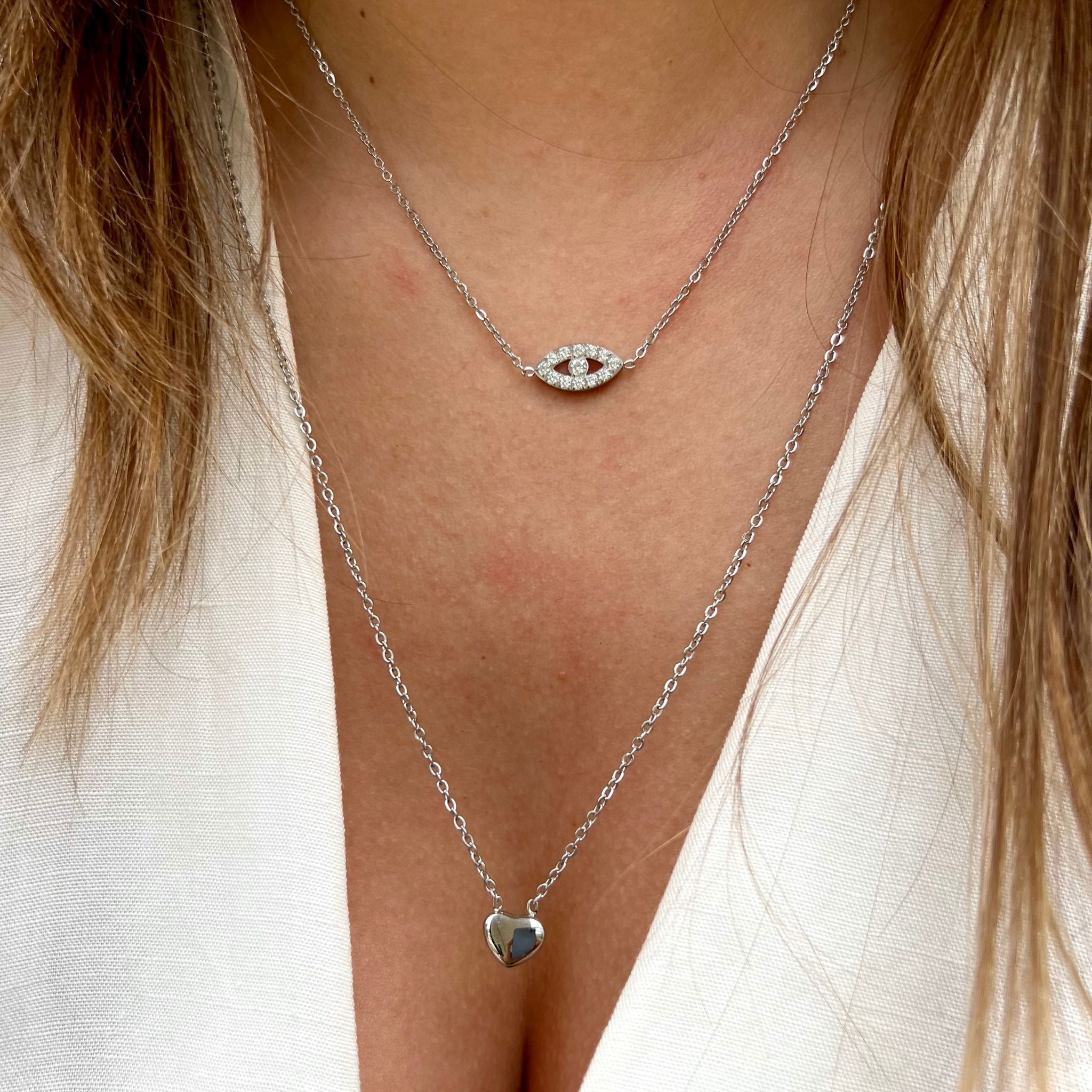 OASIS | Colar Olho Turco em Zircônias em Aço Inoxidável