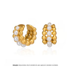 PEARLA | Earcuff em Pérolas em Aço Inox