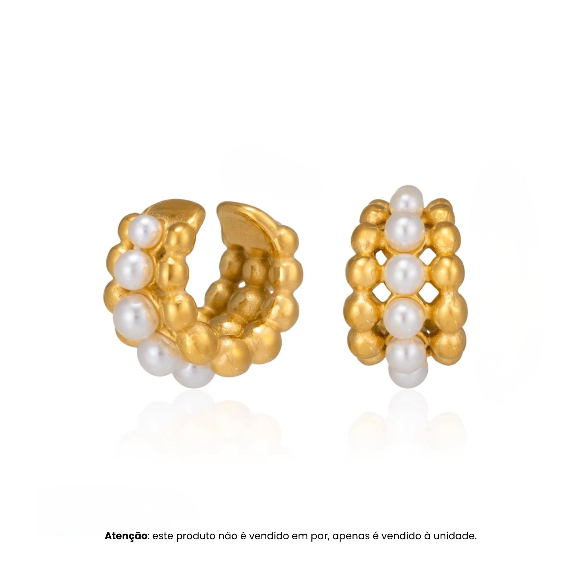PEARLA | Earcuff em Pérolas em Aço Inox
