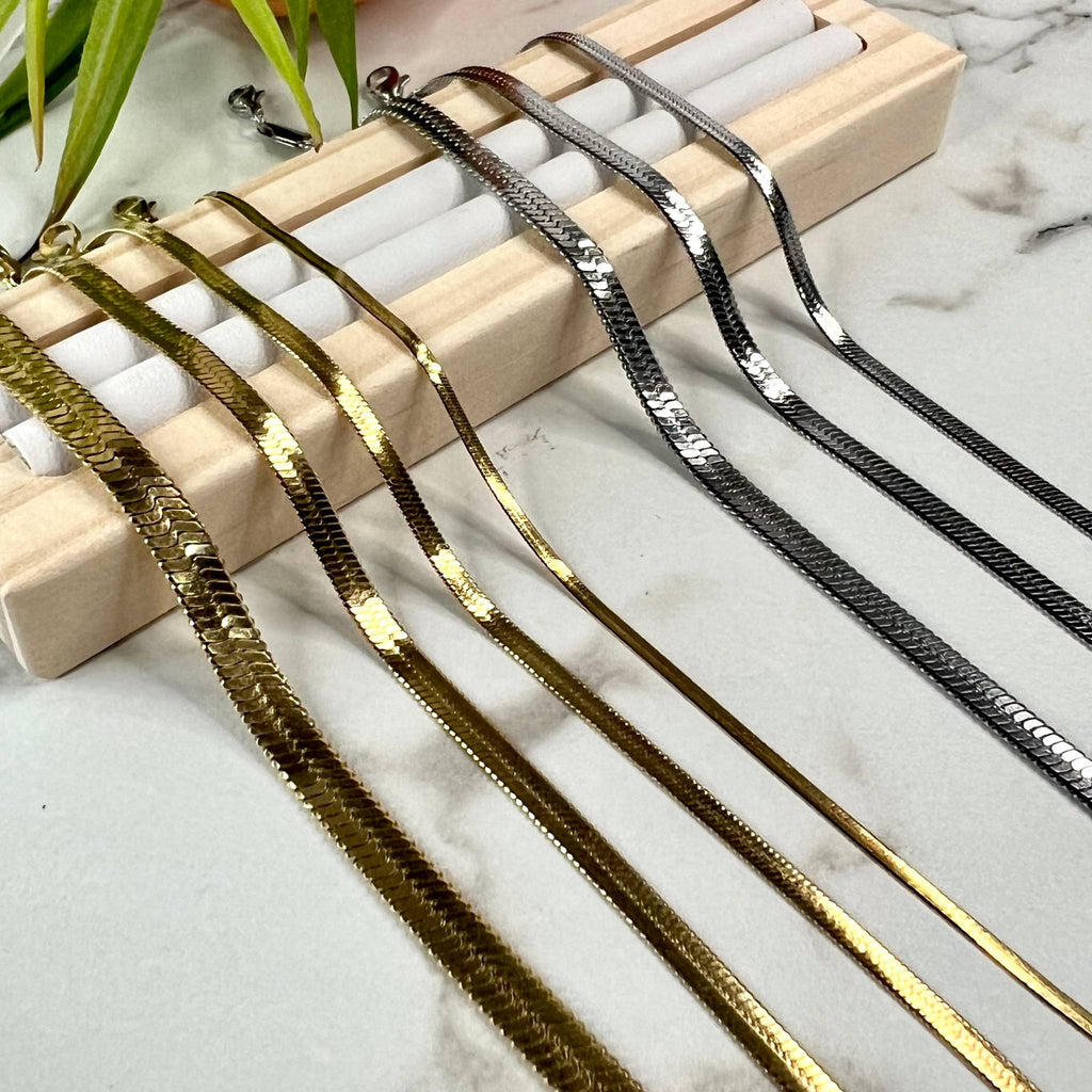 SNAKE | Pulseira em Malha Achatada em Aço Inox (várias espessuras)