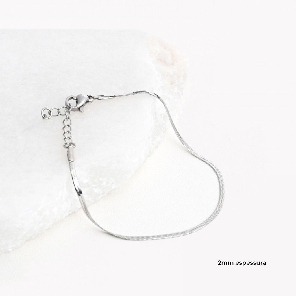 SNAKE | Pulseira em Malha Achatada em Aço Inox (várias espessuras)