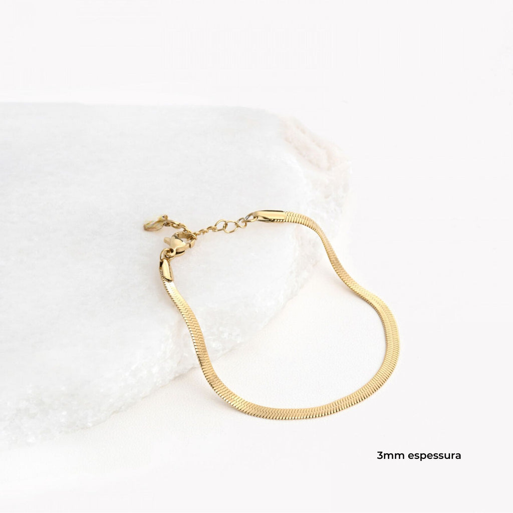 SNAKE | Pulseira em Malha Achatada em Aço Inox (várias espessuras)