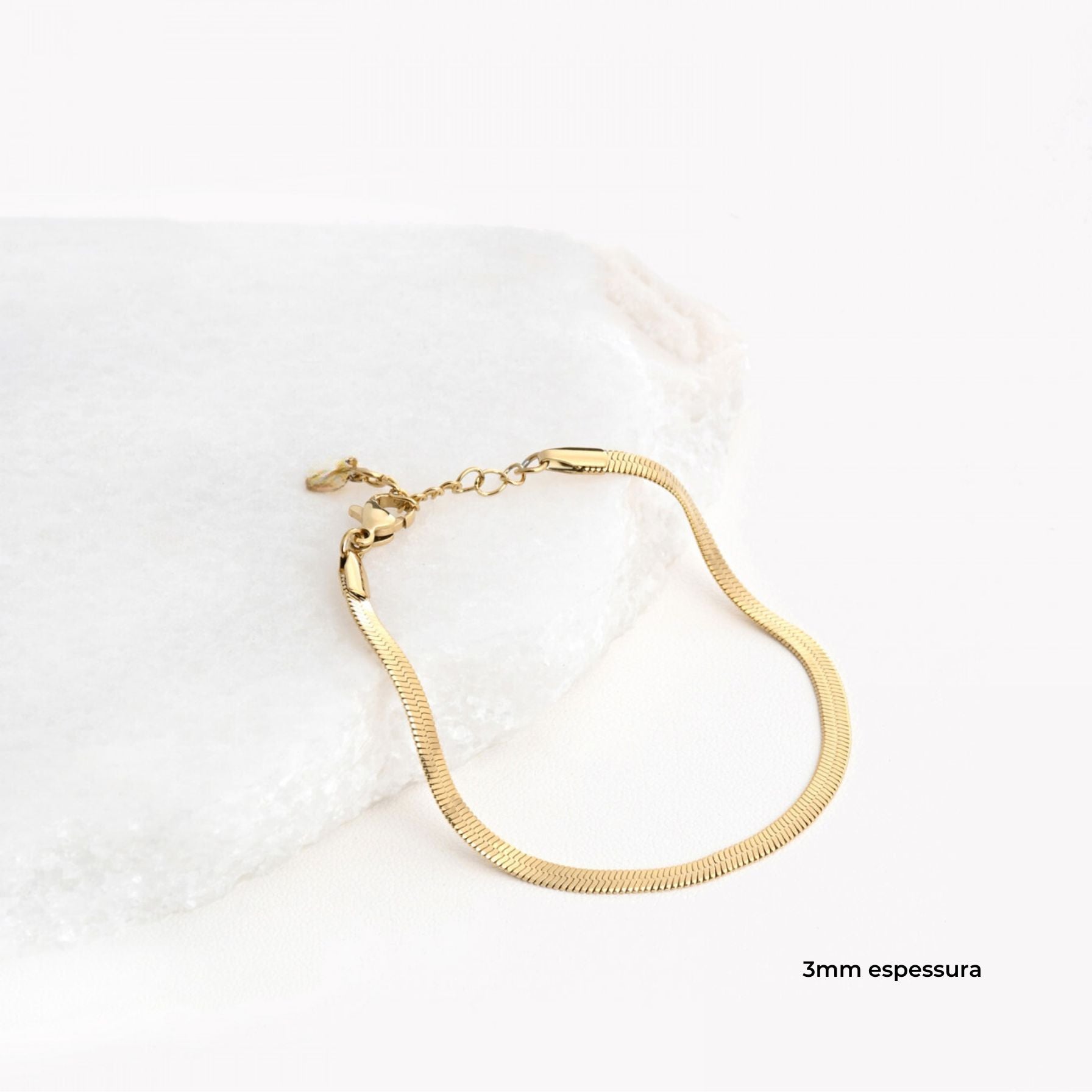 SNAKE | Pulseira em Malha Achatada em Aço Inox (várias espessuras)