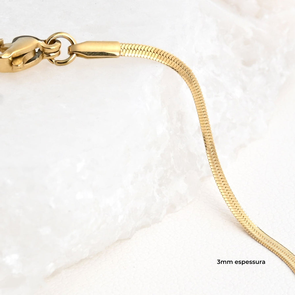 SNAKE | Pulseira em Malha Achatada em Aço Inox (várias espessuras)