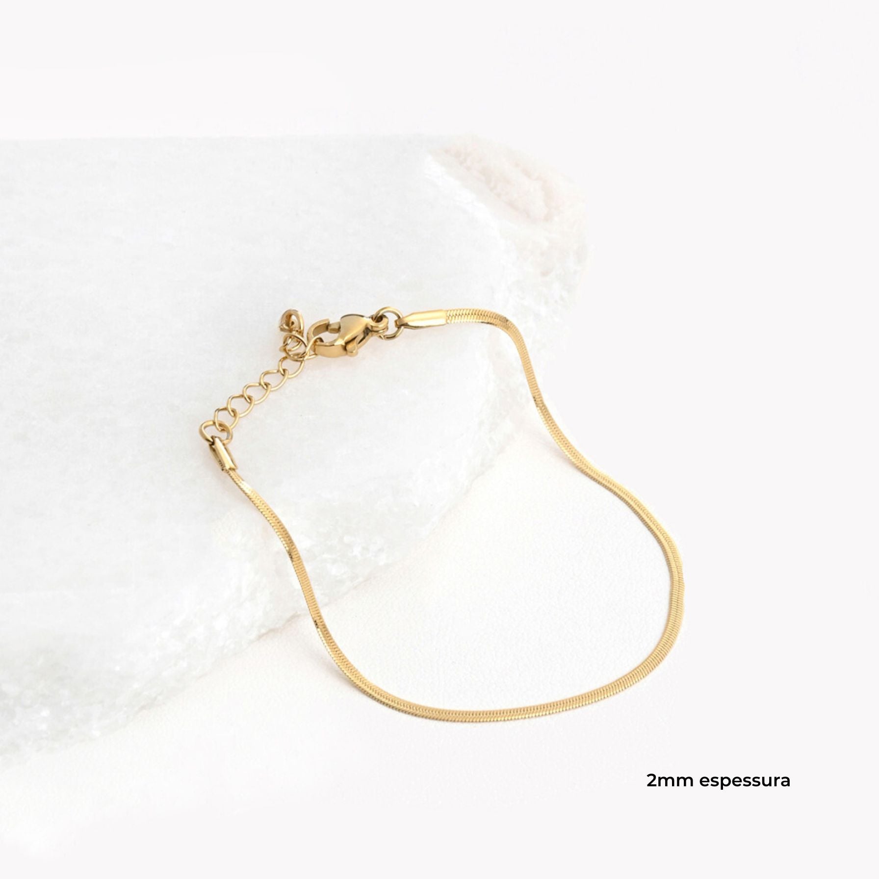 SNAKE | Pulseira em Malha Achatada em Aço Inoxidável (várias espessuras)