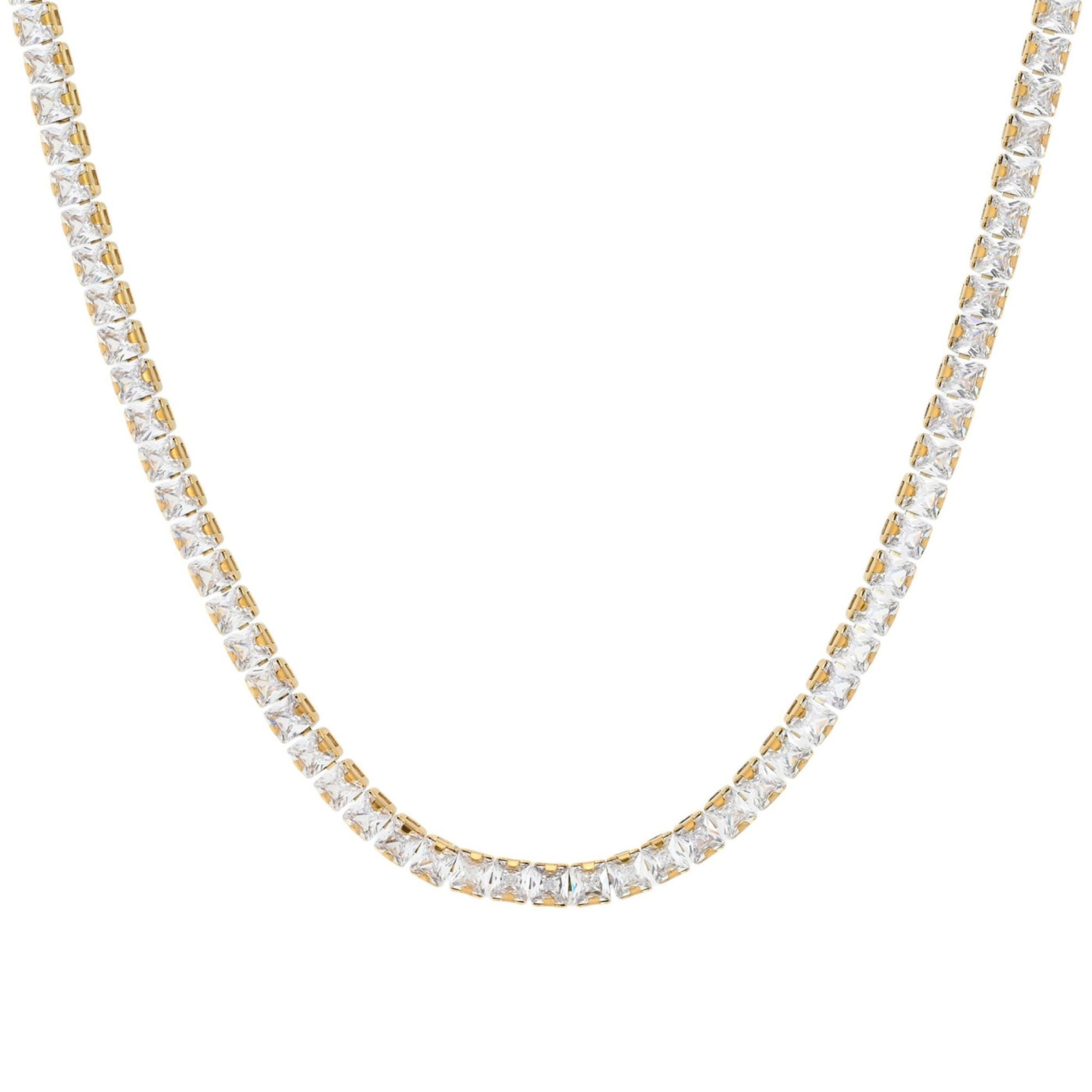 RIVIERA | Colar com Zircônias Quadradas em Aço Inoxidável